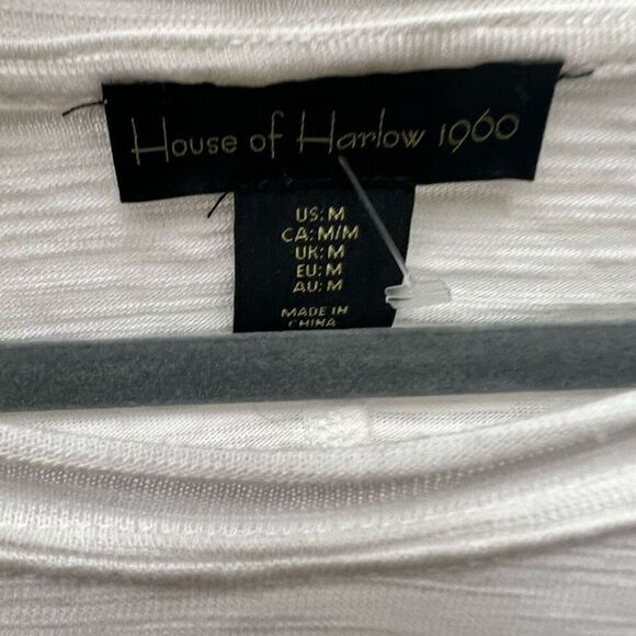 House of Harlow white sheer long sleeve ruched blouse size medium - Picture 3 of 5